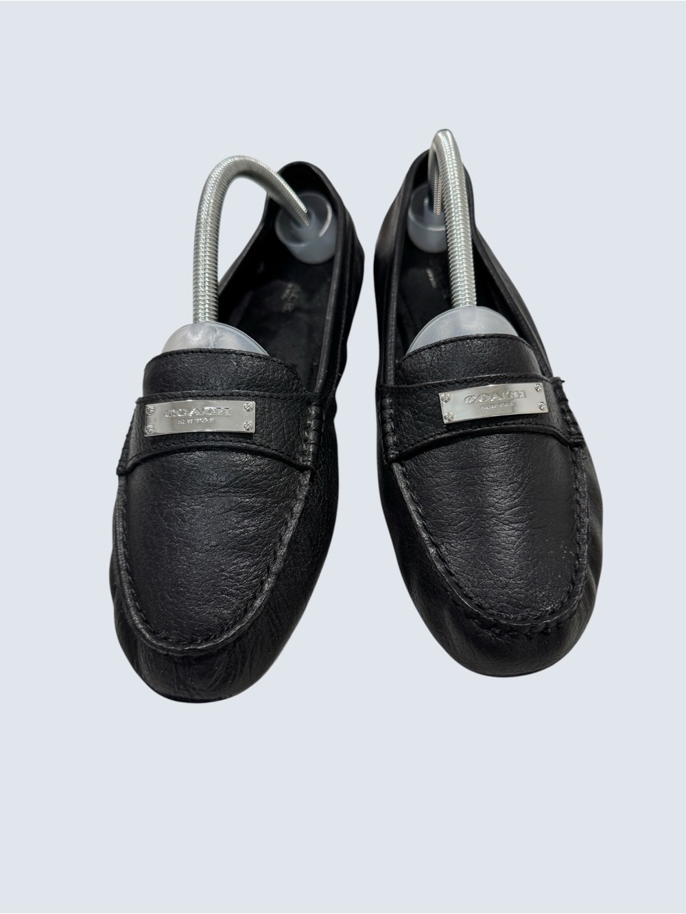 Coach Fredrica Black Leather Silver Hardware Driving Loafers 9.5B - Picture 3 of 11